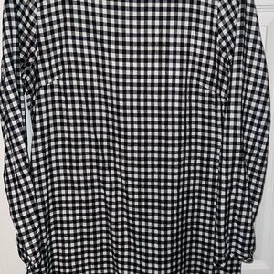 J. Crew Black and White Checkered Long Sleeve Dress